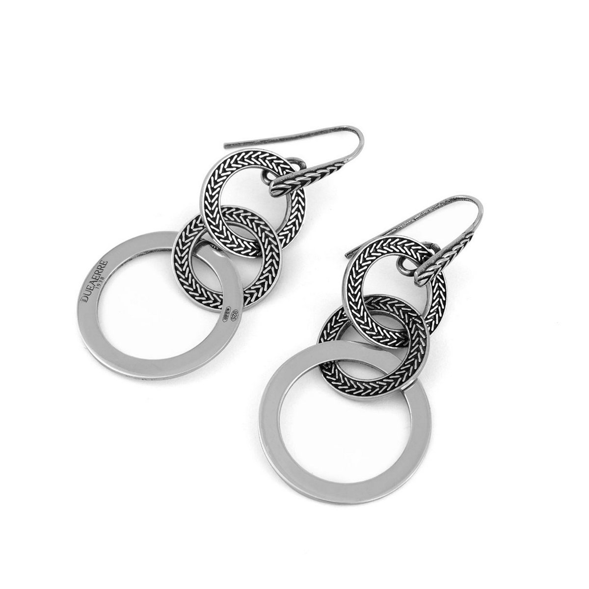 Orecchini bellezza realizzato in argento 925 brunito dal brand dueaerre 1938